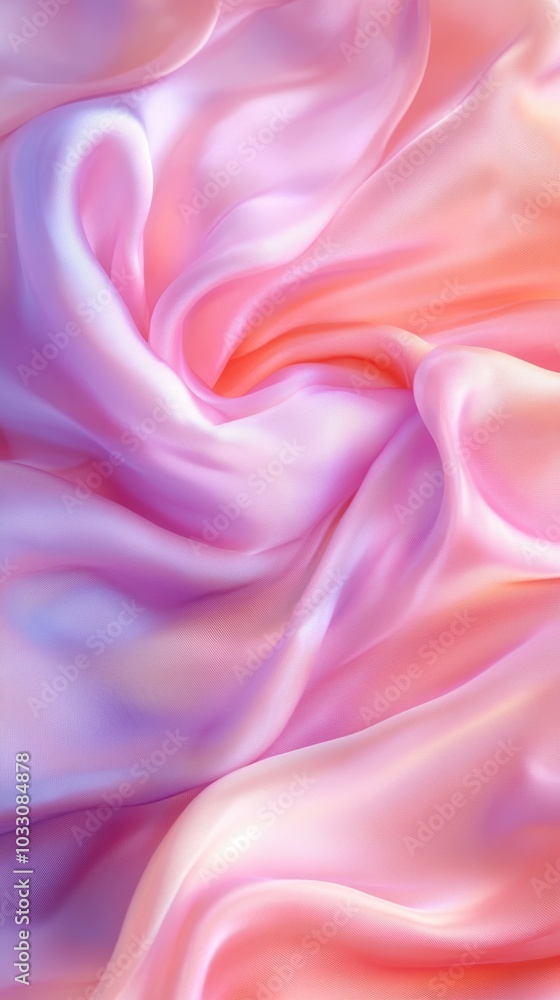 Elegant pink and purple silk fabric with soft folds, luxurious texture. Fashion and textile design concept