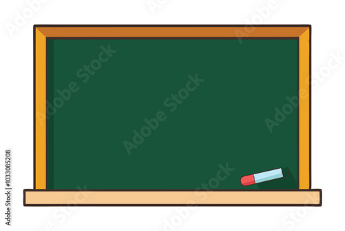 Wooden frame Blackboard and Chalk vector illustration isolated on a white background