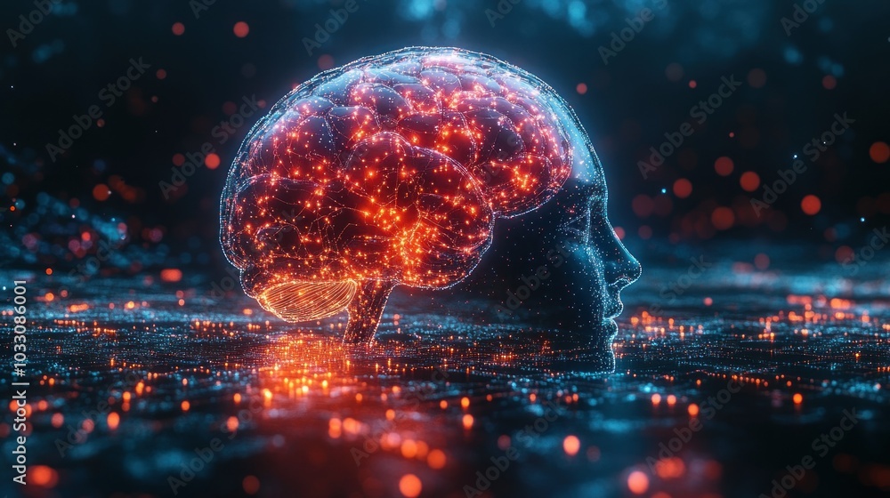 A digital representation of a brain and face, symbolizing intelligence and consciousness. A digital representation of a brain and face, symbolizing intelligence and consciousness.