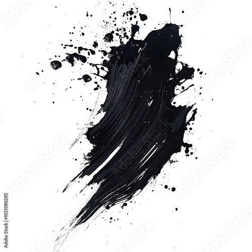 Black Paint Splash - Abstract Texture on white and transparent background. PNG