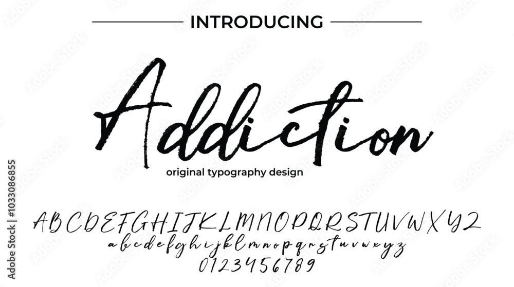 Addiction Font Stylish brush painted an uppercase vector letters, alphabet, typeface Addiction Font Stylish brush painted an uppercase vector letters, alphabet, typeface