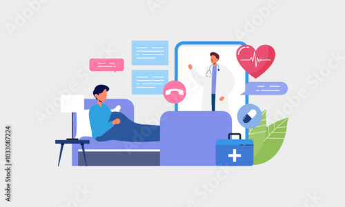 Telemedicine concept vector illustration. Doctor concept
