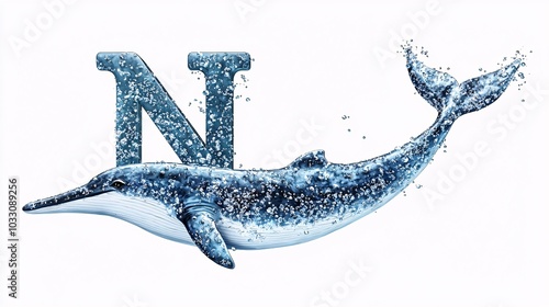 Nurturing Narwhal with the Letter N in Soft Design photo