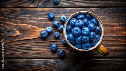 Fresh Blueberries in a Cup on Rustic Wood for Healthy Eating and Diet Inspiration