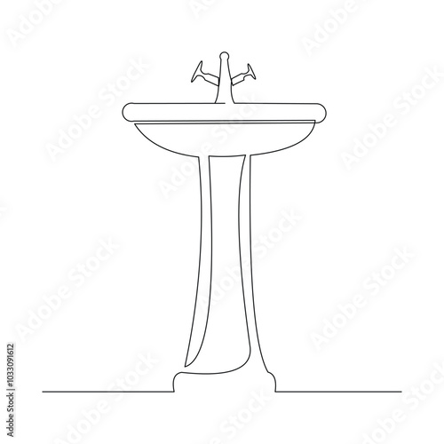 Continuous single line sketch drawing of washbasin wash basin sink washbowl washstand hygiene one line concept vector illustration