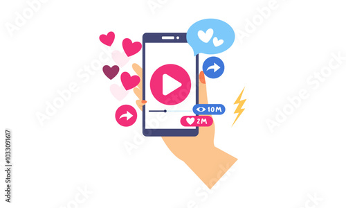 Viral video or video spreading virally on internet vector illustration