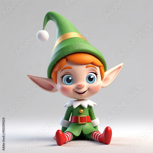 Wallpaper Mural Adorable 3D Elf Icon: Playful and Cheerful Holiday Asset Isolated on White Canvas Torontodigital.ca