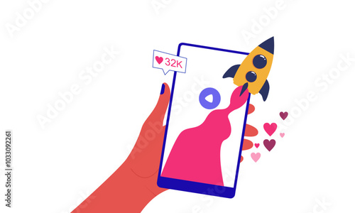 Viral video or video spreading virally on internet vector illustration