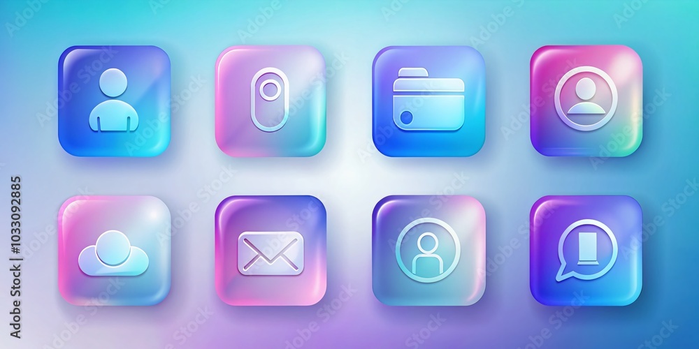 Glassmorphism UI Icons for Modern Websites and Mobile Apps - Stylish Vector Elements Glassmorphism UI Icons for Modern Websites and Mobile Apps - Stylish Vector Elements