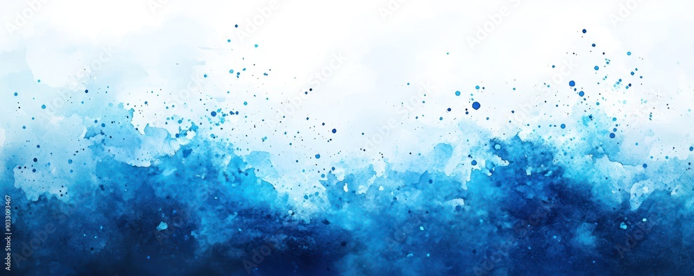 Abstract Blue Watercolor Splash Art with White Background and Splatter Effect Abstract Blue Watercolor Splash Art with White Background and Splatter Effect