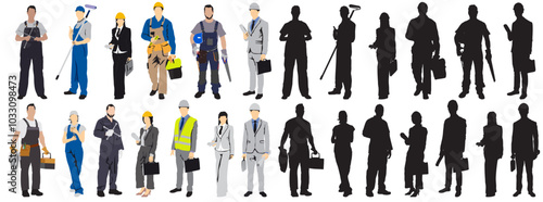 construction workers and engineer set collection architect