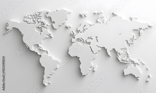 3D world map simple design white background