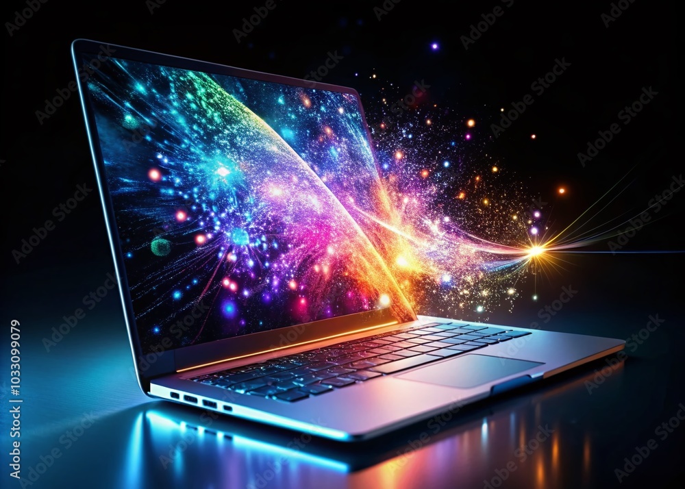 custom made wallpaper toronto digitalHolographic Laptop Design with Flickering Energy Flux in Documentary Style Photography