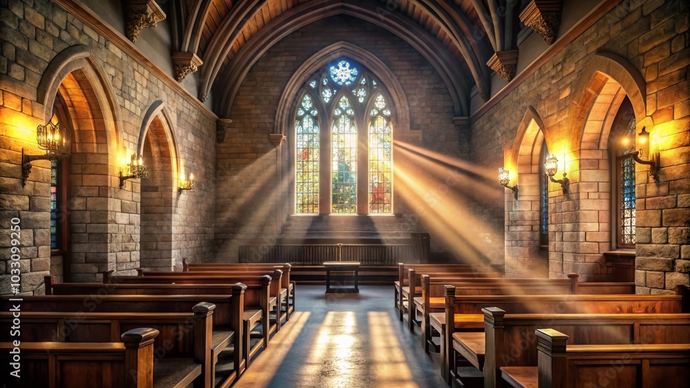Fototapeta premium Holy Light Streaming Through Church Window - Spiritual Atmosphere
