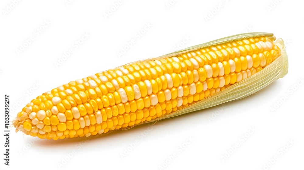 Single ear of corn isolated on white background. Single ear of corn isolated on white background.