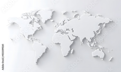 3D world map simple design white background