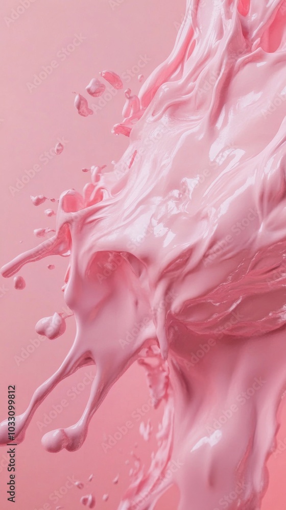 Pink paint splash with fluid motion on pastel background. Artistic abstract concept Pink paint splash with fluid motion on pastel background. Artistic abstract concept