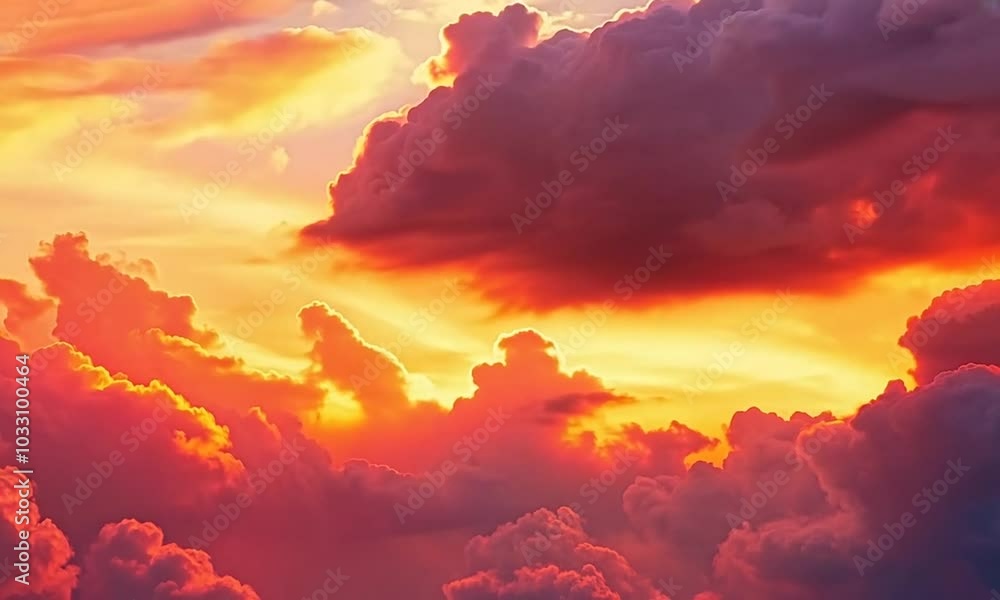 Bright orange and pink clouds in the sky at sunset. Bright orange and pink clouds in the sky at sunset.
