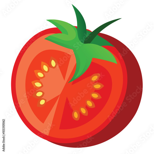 Red Tomato Slice vector illustration isolated on a white background