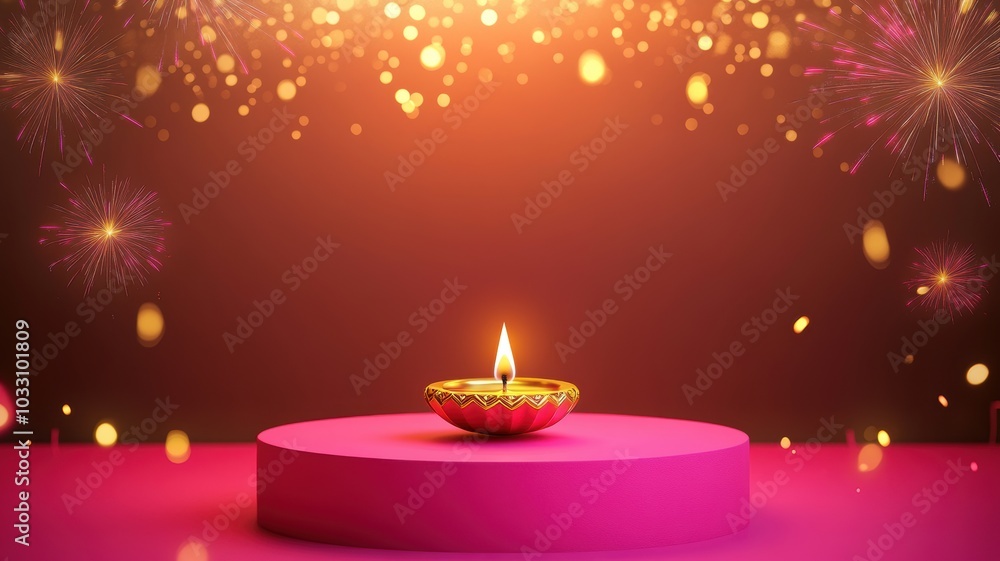 Banner design for diwali festival and podium,Diwali light decoration candle with fireworks,Stage,Product display Showcase design sparkle background,Deepavali,Dipavali,3D podium illustration. Banner design for diwali festival and podium,Diwali light decoration candle with fireworks,Stage,Product display Showcase design sparkle background,Deepavali,Dipavali,3D podium illustration.