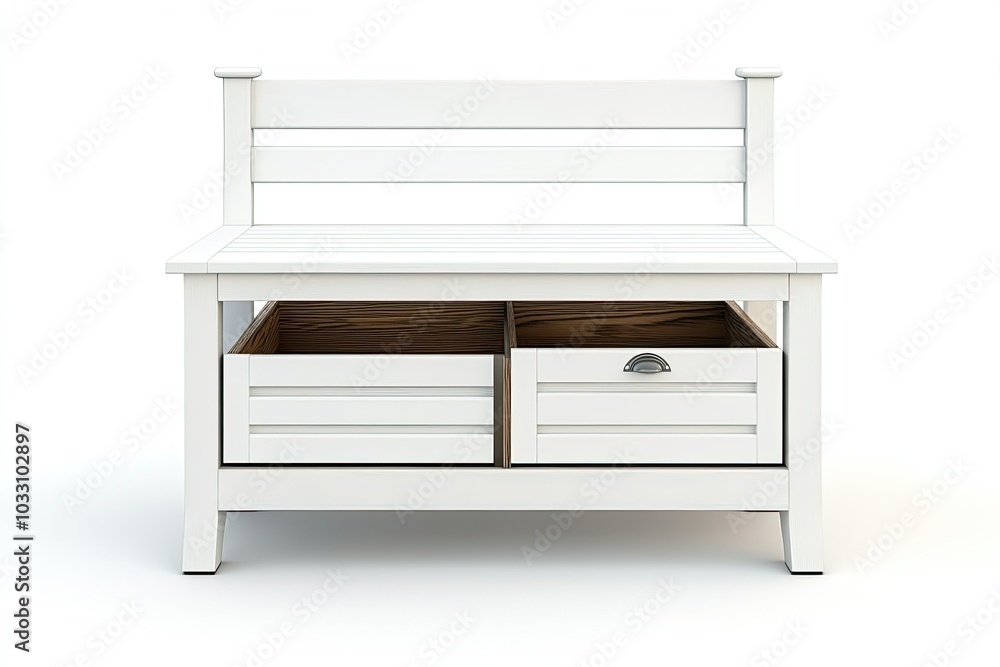 white luxury wooden bench with shoe rack pull down and drawer isolated on white background white luxury wooden bench with shoe rack pull down and drawer isolated on white background
