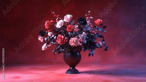 Enchanting Gothic Floral Arrangement in Ultra-Detailed 3D Render with Cinematic Lighting photo