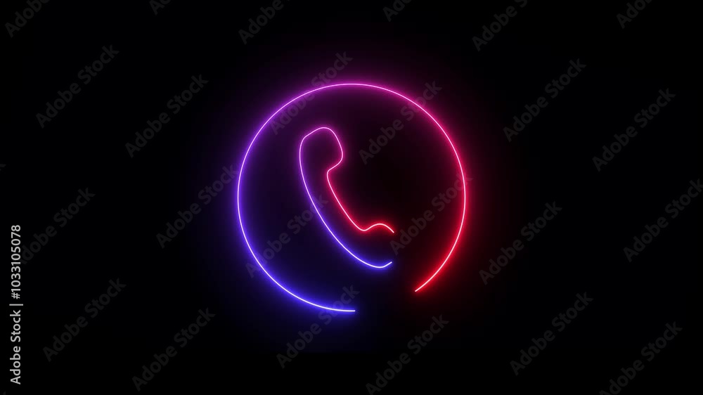 Glowing neon calling icon animation Glowing neon calling icon animation