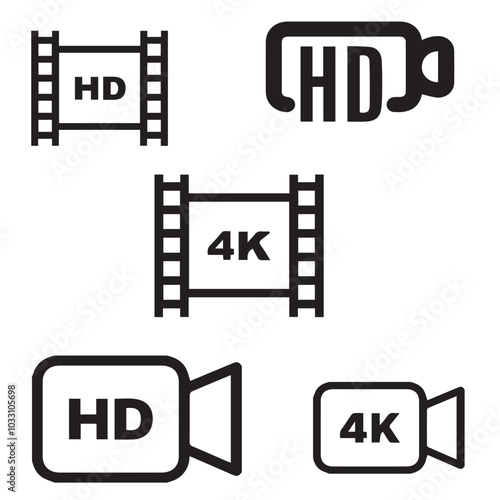 Video Resolution vector icon set 