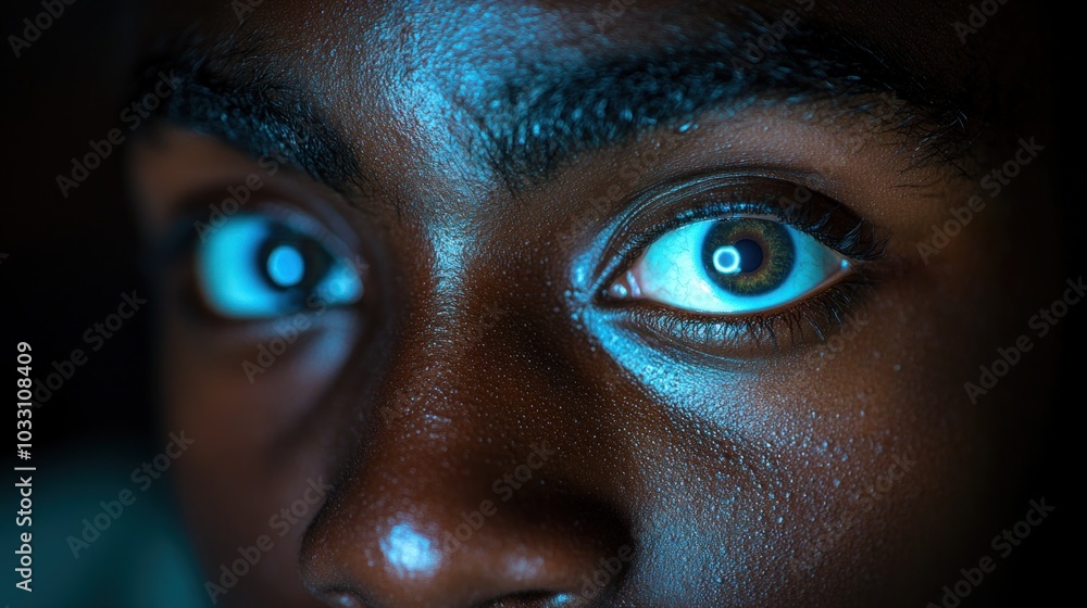 Close-up of a person's eyes, showcasing detailed textures and reflections. Close-up of a person's eyes, showcasing detailed textures and reflections.