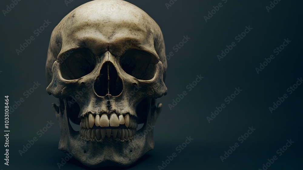 Fototapeta premium A Close-Up of a Human Skull with Teeth Visible
