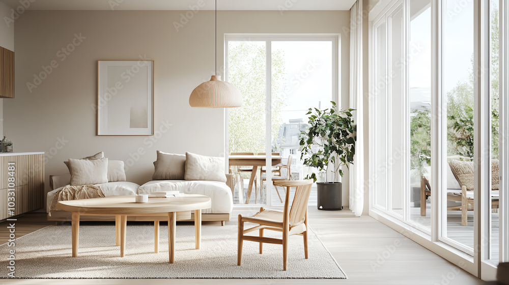 Cozy modern living room with natural light. Cozy modern living room with natural light.