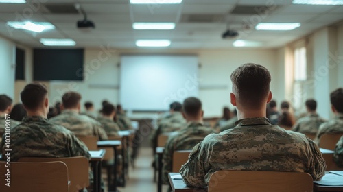 Wallpaper Mural A classroom of military veterans studying for a certification program, representing job training and career advancement for those returning from service Torontodigital.ca