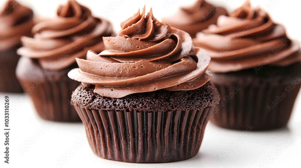 Chocolate cupcakes isolated on white background. Chocolate cupcakes isolated on white background.