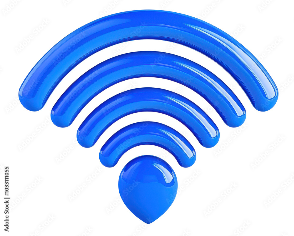 Blue Wi-Fi signal icon,