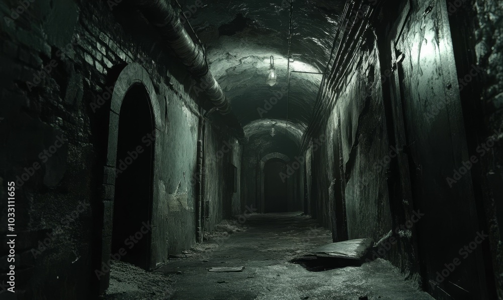 Dark, narrow, brick, tunnel, hallway, light. Dark, narrow, brick, tunnel, hallway, light.