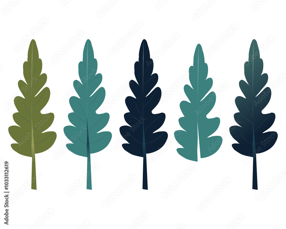 Set of fir trees, vector. Set of fir trees, vector.
