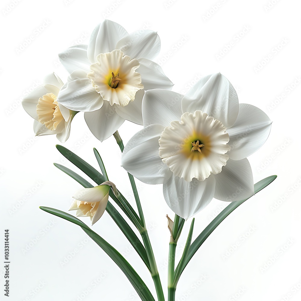 Obraz premium Narcissus, white Flower isolated on white background.close up.