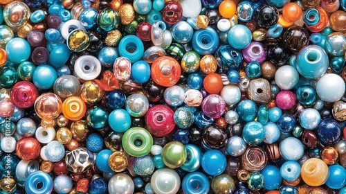 A Colorful Assortment of Shiny, Glass Beads