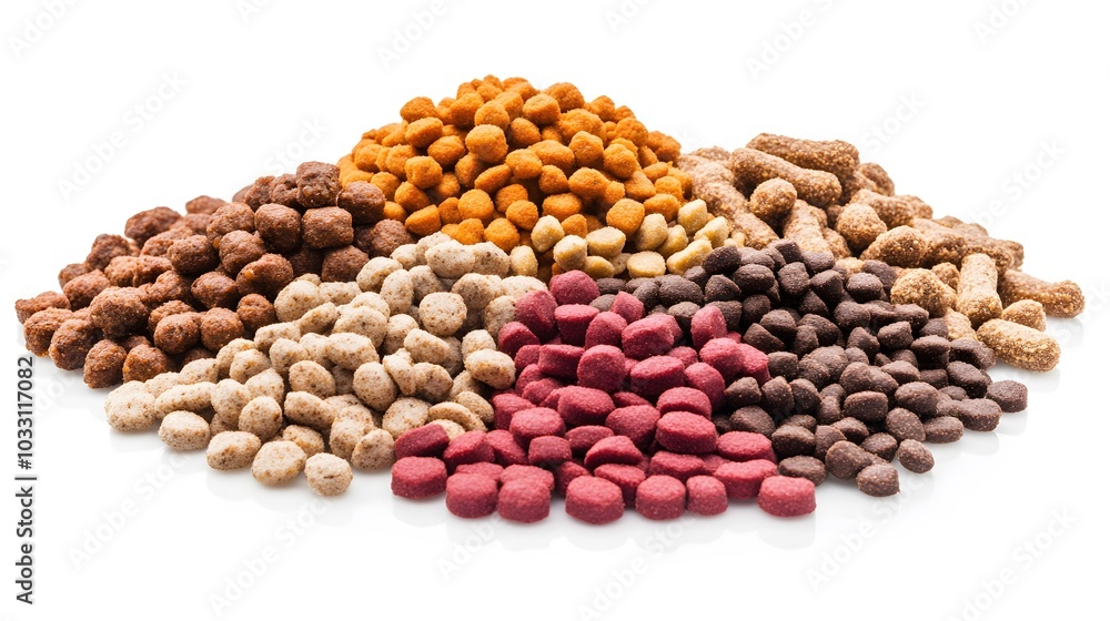 banner of dry animal pet food isolated on white background. banner of dry animal pet food isolated on white background.