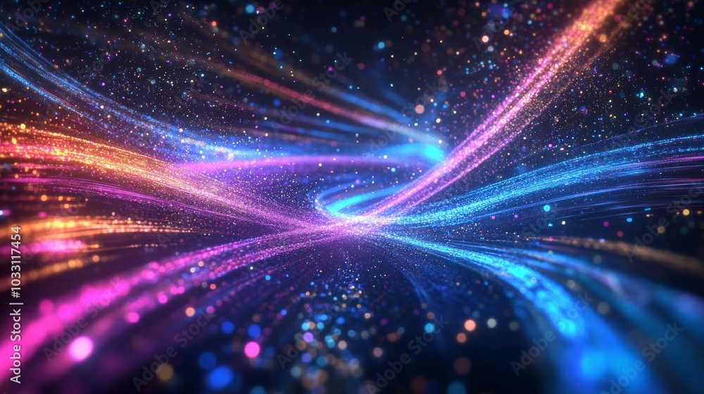 Colorful Cosmic Swirls in the Vast Starry Night Sky Colorful Cosmic Swirls in the Vast Starry Night Sky