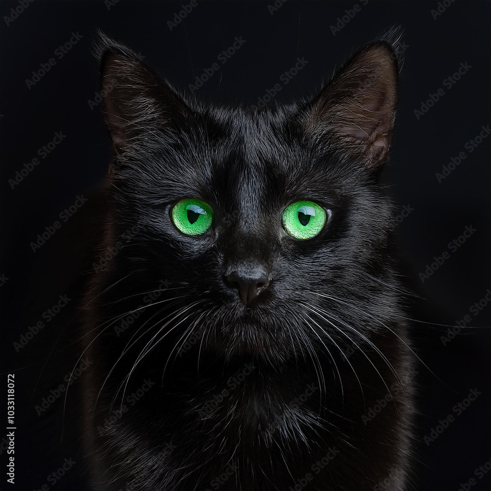 Obraz premium 검은 고양이, black cat, 할로윈, Halloween, 불길한 상징, symbol of bad luck, 마녀의 동물, witch's familiar, 미신, superstition, 밤, night, 어두운 길, dark path, 고양이 울음소리, cat's meow, 신비로움, mystery, 초자연적 존재, supernatural being,