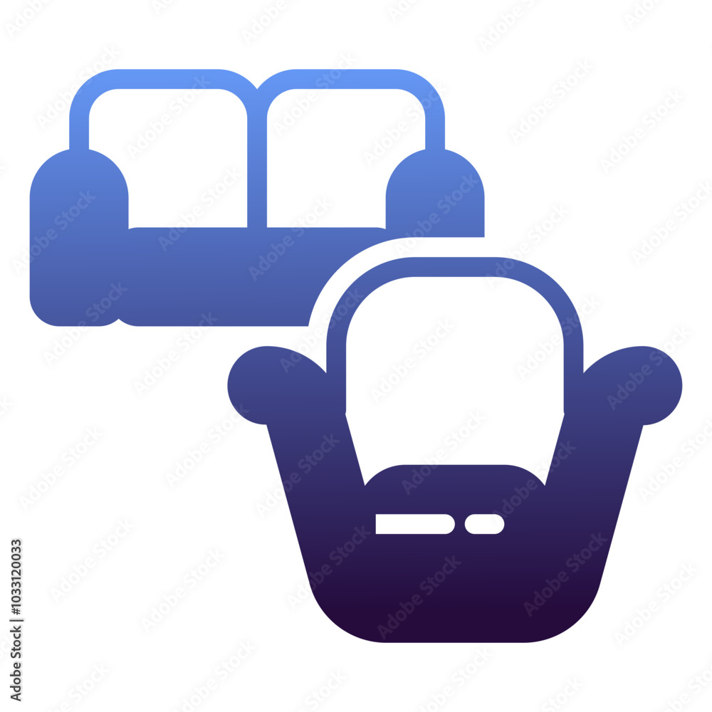 Sofa icon, gradient icon style