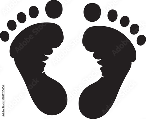 baby footprints icon silhouette vector art illustration, isolated on white background