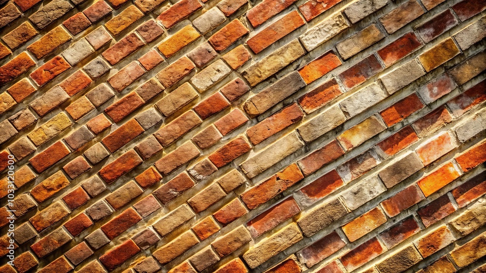 A symphony of weathered brick, each brick a distinct hue, laid in a diagonal pattern, a visual testament to time and craftsmanship. A symphony of weathered brick, each brick a distinct hue, laid in a diagonal pattern, a visual testament to time and craftsmanship.