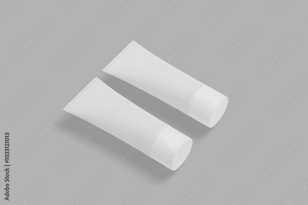Plastic cosmetic tube for cream or gel mockup isolated on gray background Plastic cosmetic tube for cream or gel mockup isolated on gray background