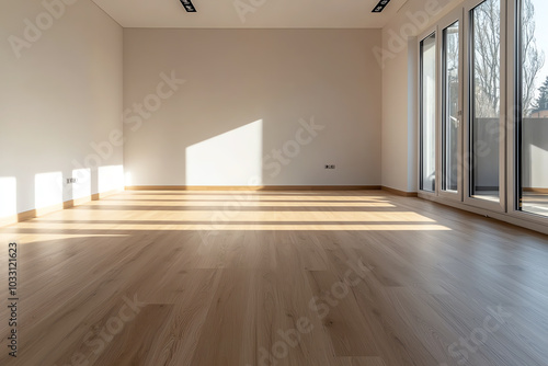 Empty room with natural light shadows.