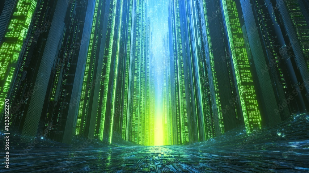 Immersed in the Digital Forest: A Futuristic Landscape Immersed in the Digital Forest: A Futuristic Landscape