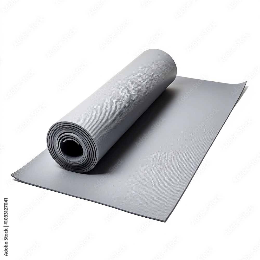 Rolled Grey Exercise Mat with Textured Surface Rolled Grey Exercise Mat with Textured Surface