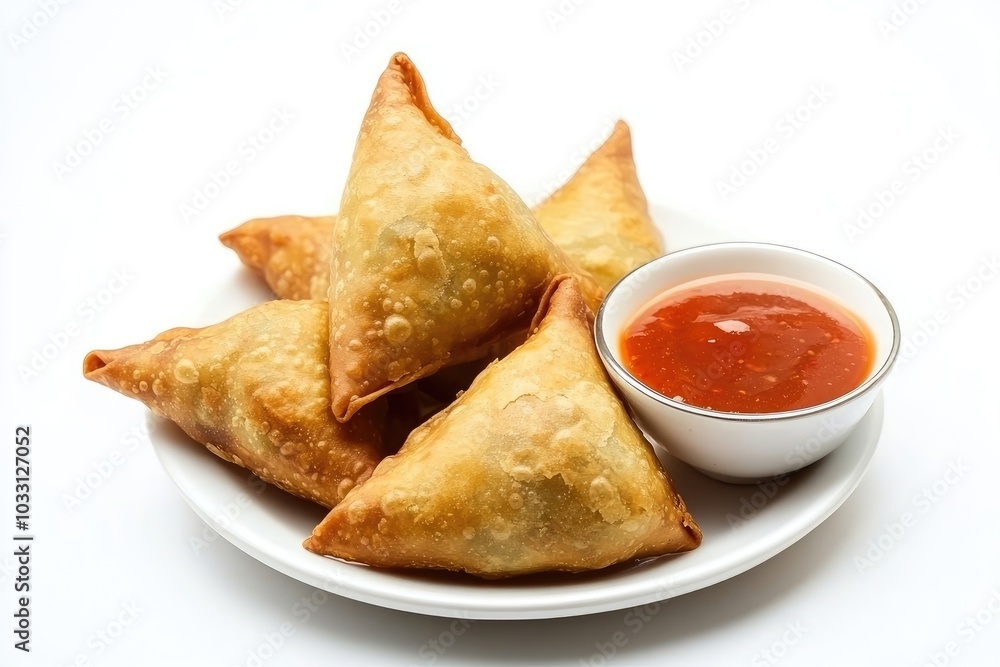 Crispy Fried Samosas with Sweet and Sour Dipping Sauce Crispy Fried Samosas with Sweet and Sour Dipping Sauce
