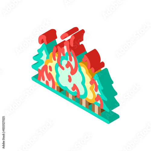 burning forest wildfire disaster isometric icon vector. burning forest wildfire disaster sign. isolated symbol illustration